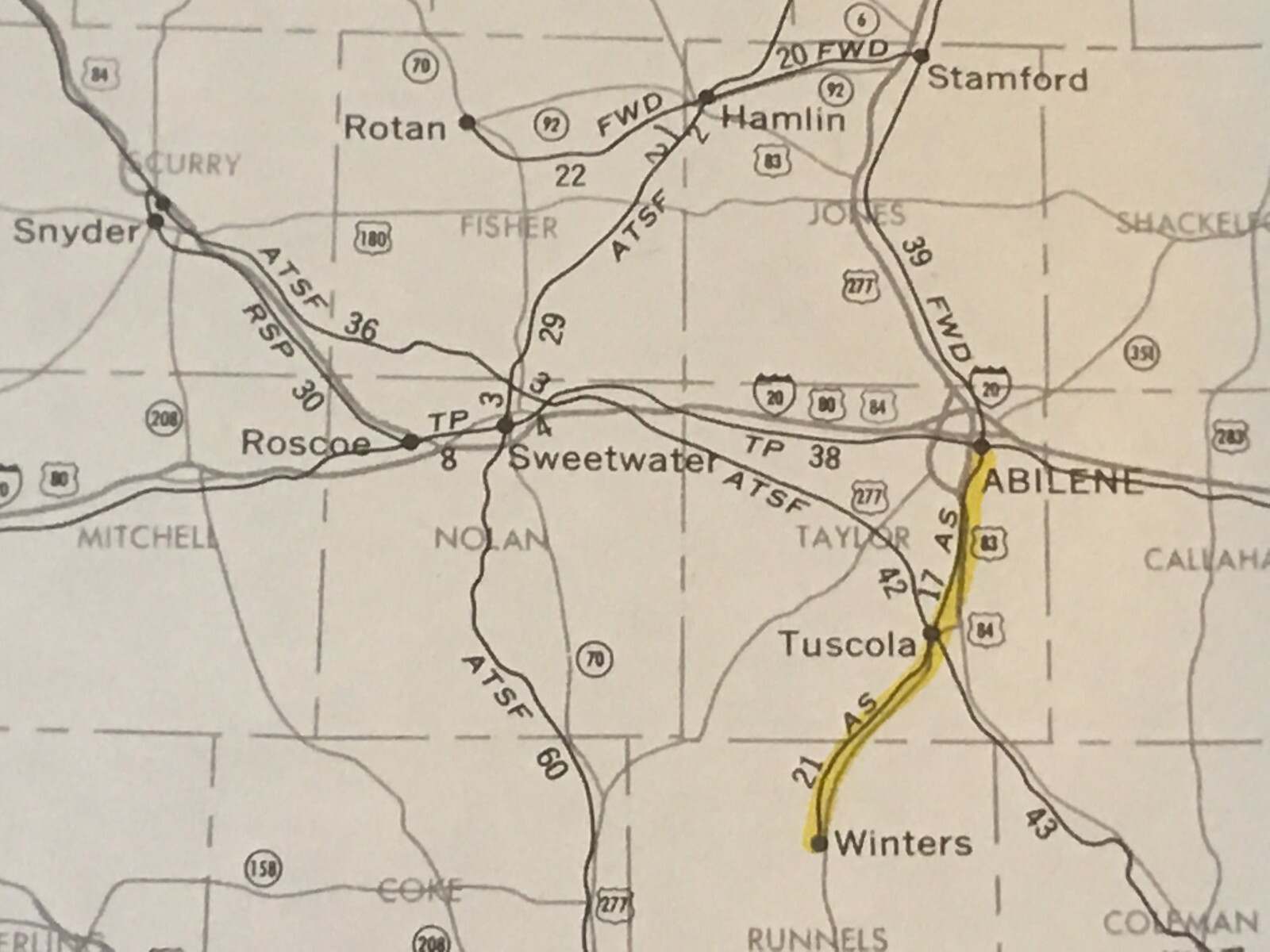 Vintage 1975 Texas(North) Transportation Map●Fed’l Railroad Adminstrat’n●11″x17″