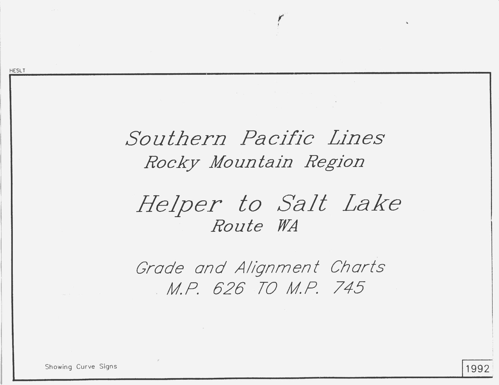 Southern Pacific 1992 (D&RGW) Helper to Salt Lake City Track Chart Pages on DVD