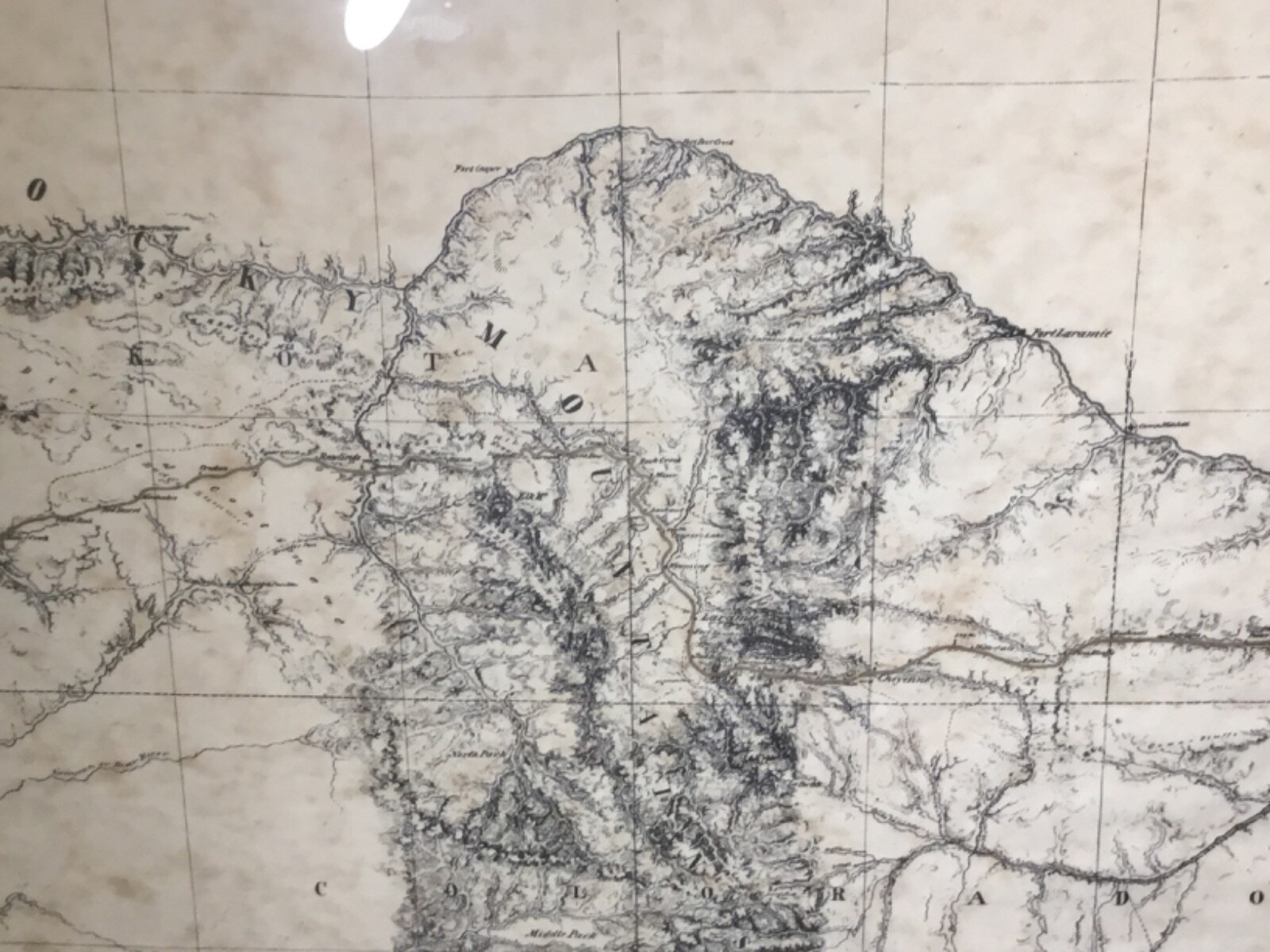 COMMEMORATIVE 1864-1868 UNION PACIFIC RAIL ROAD SURVEYS MAP 16″T x 48″W FRAMED