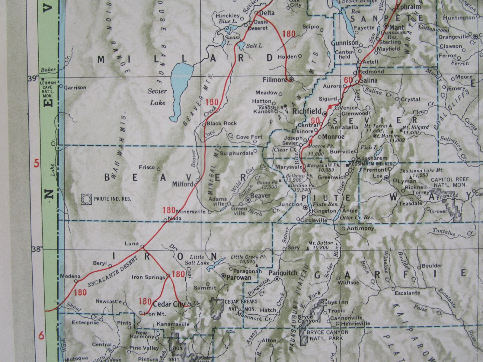 TX UT Vtg 1951 TEXAS RAILROAD Map. QUANAH ACME & PACIFIC RR ~or~ UTAH 1950s