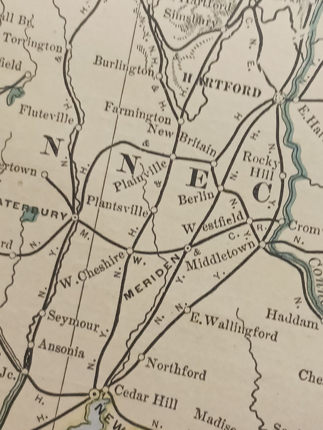 1902 Train Route Map MASSACHUSETTS Connecticut RI All Railroad Lines 11″×9″