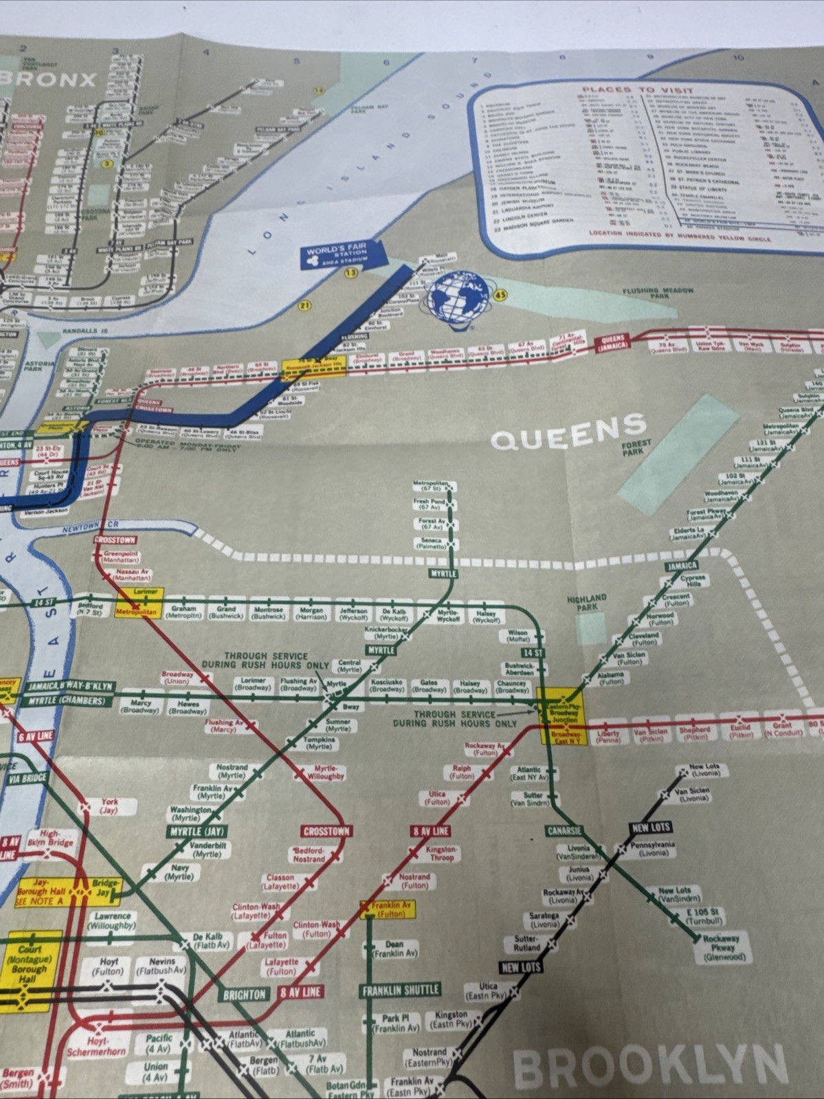 1964 NY Worlds Fair Subway Map New York City Transit Authority Vintage Original