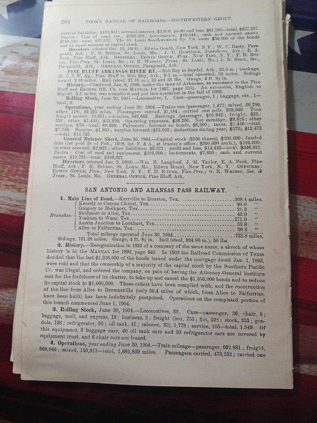1905 Train Route Map + Report ST LOUIS SOUTHWESTERN RAILROAD Cotton Belt Route