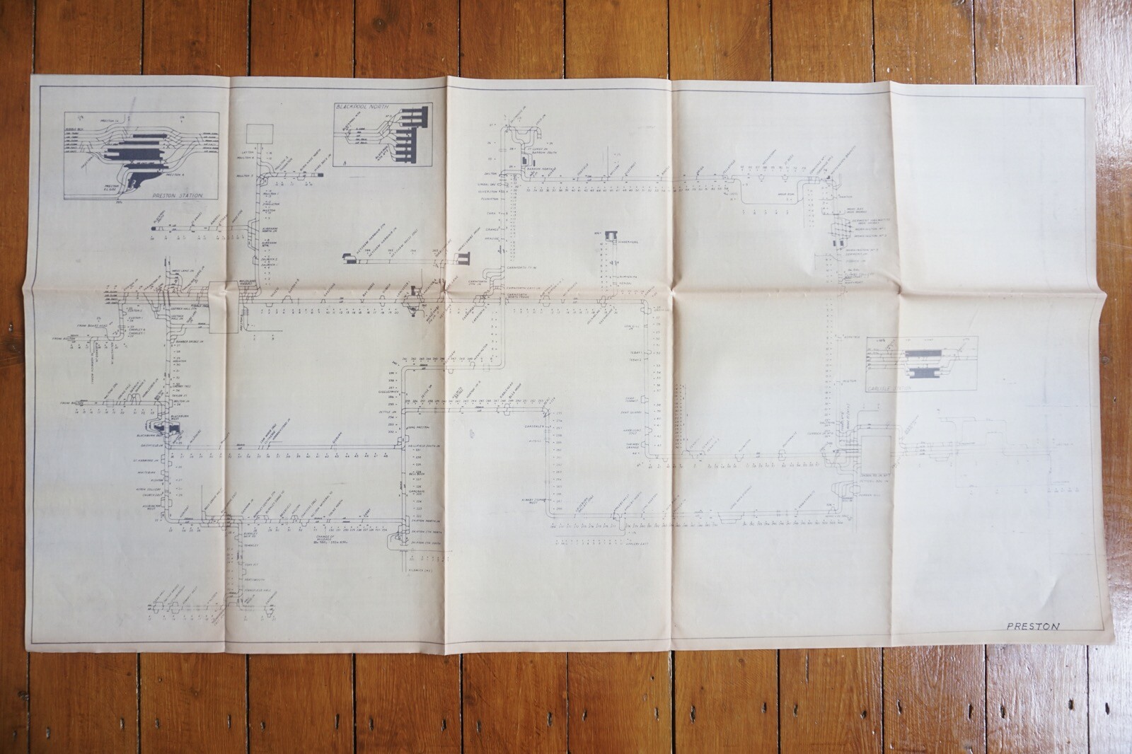 c1960s Preston Division Linen Track Route Plan Railway Map