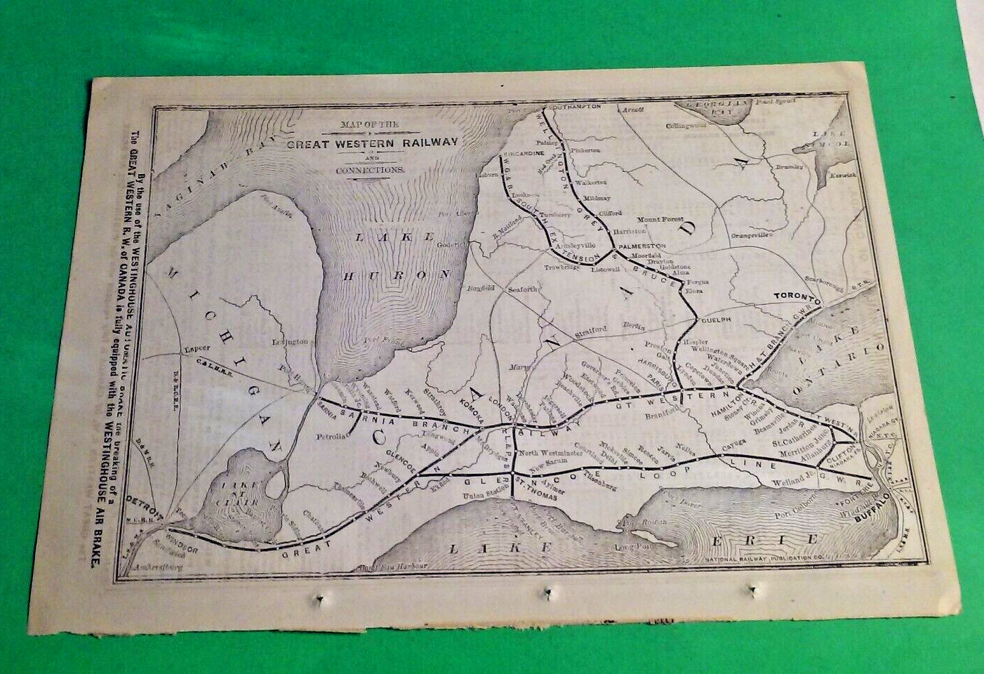 Rare 1876 GREAT WESTERN Railroad Railway & Connections & Routes Print Map