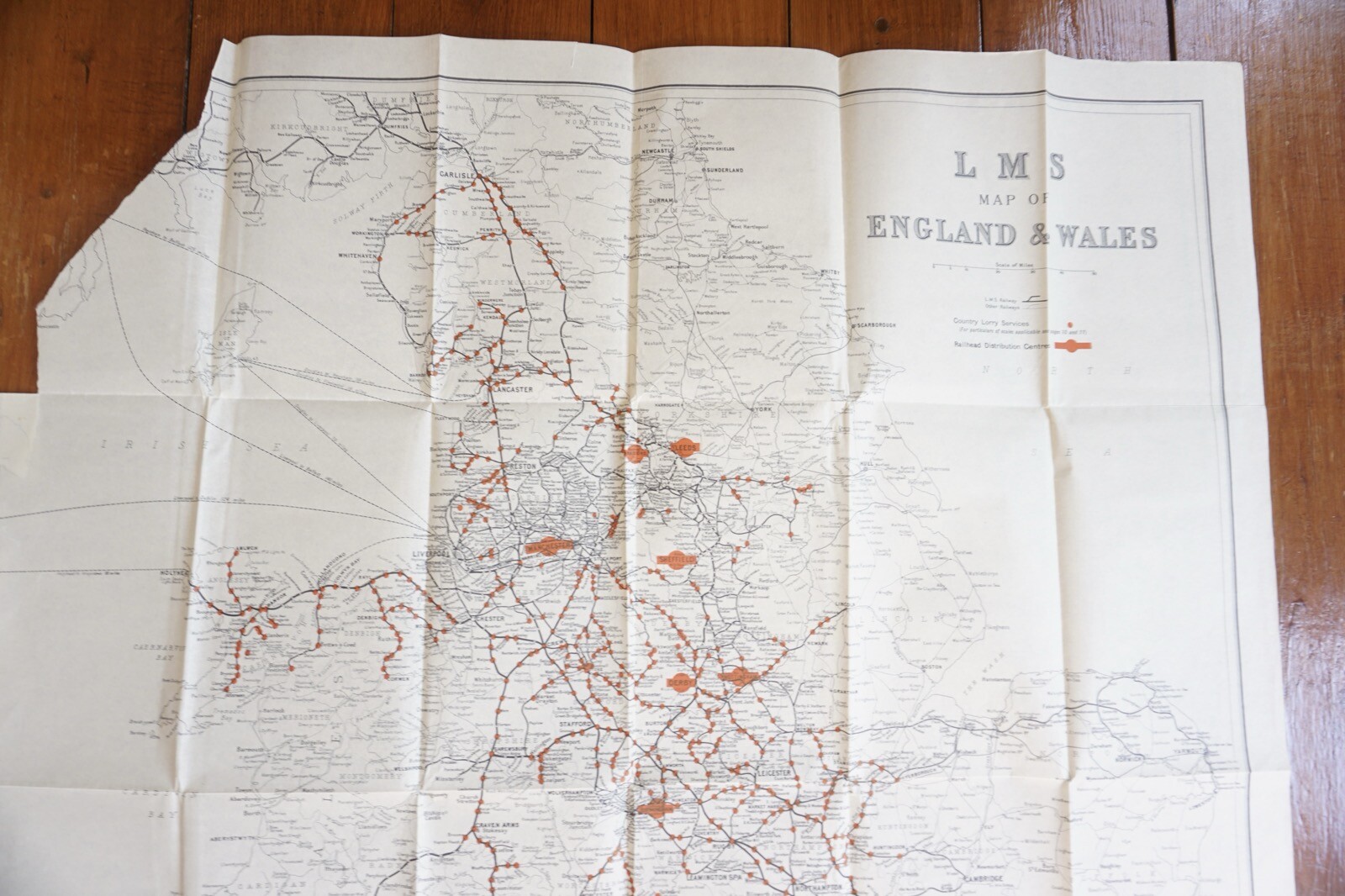 LMS England & Wales Railhead Distribution Centres Railway Map