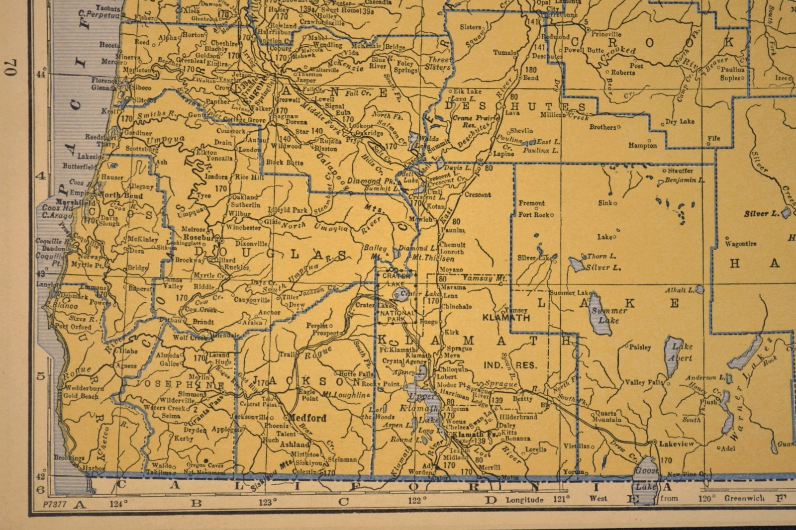 ca1939 OREGON Railroad Map Depot Towns SP RR Historic Original Atlas Map