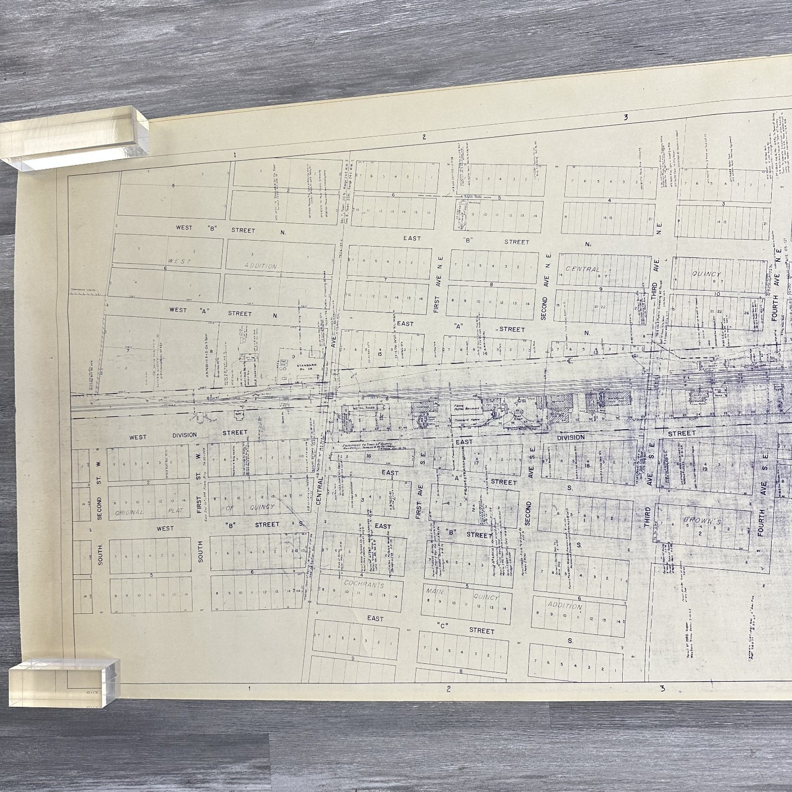 1954 Great Northern Railway Map Quincy Washington WA Blueprint Copy 84” x 24”