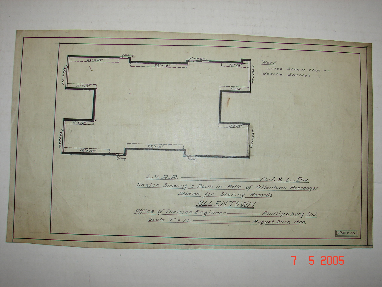 LVRR CO – Allentown, Pa – 1908 – Room In Attic of Station for Storing Records