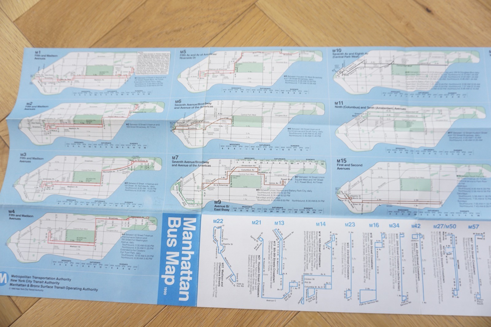 1990 Manhattan New York Bus Guide Bus Map VGC