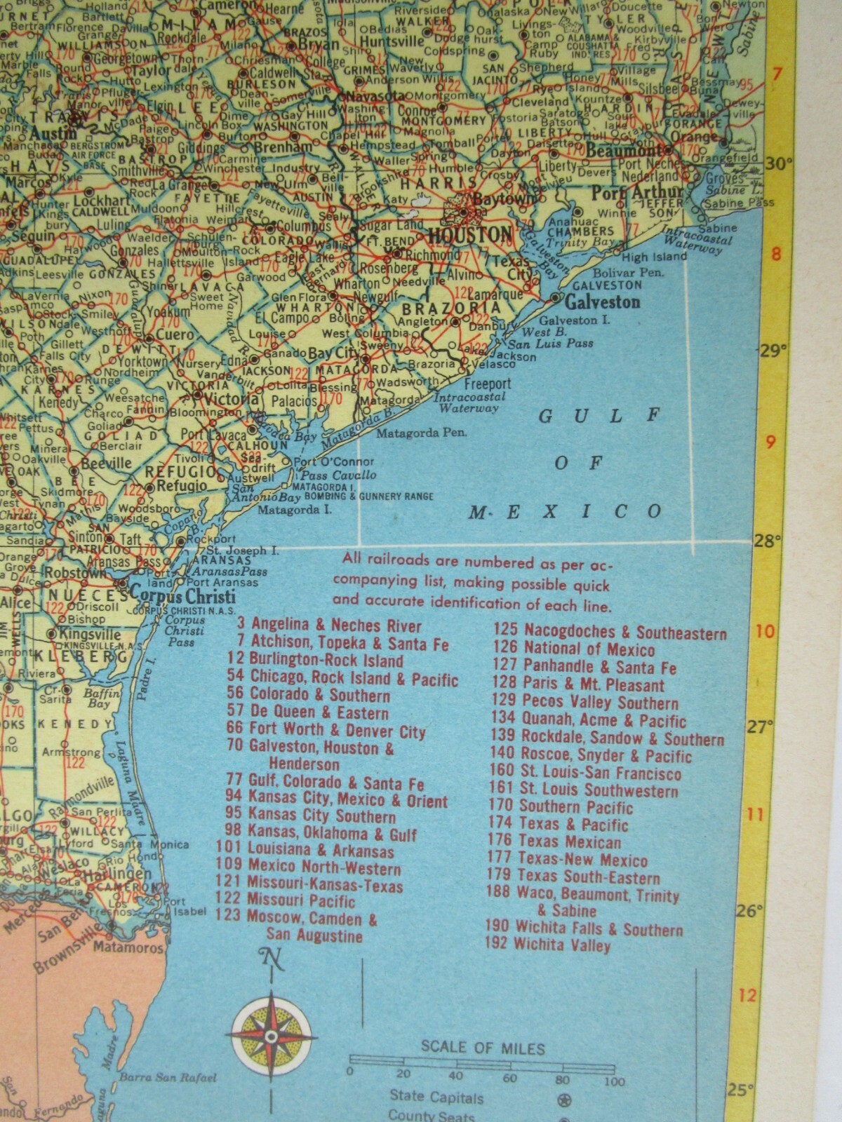TX UT 1952 TEXAS RAILROAD MAP. ROCKDALE SANDOW & SOUTHERN RR or UTAH 1950s