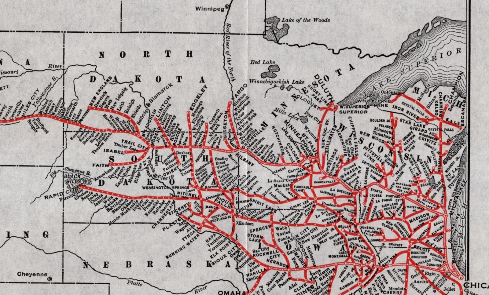 1921 Antique Chicago Milwaukee St Paul Railway Map Railroad Map 2860