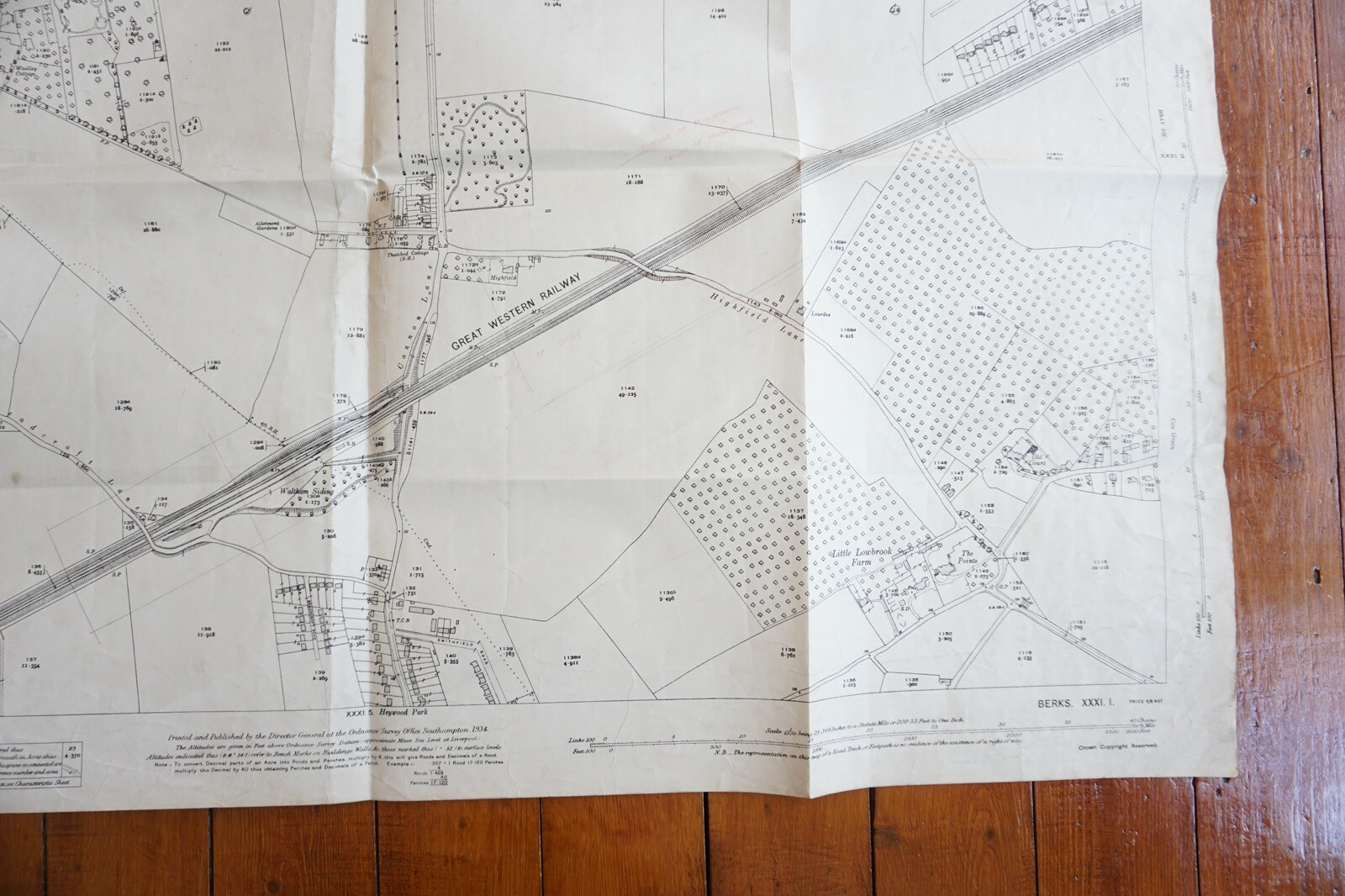1932 Wolley Green Tittle Row GWR Great Western Railway OS Railway Map