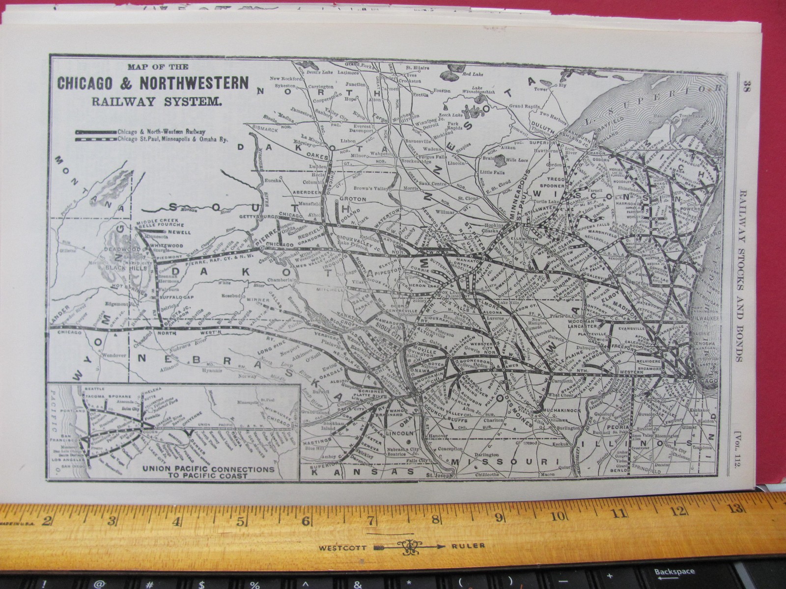 CHICAGO & NORTHWESTERN RAILROAD MAY 1921 SYSTEM MAP ROUTES CONNECTING RR’s