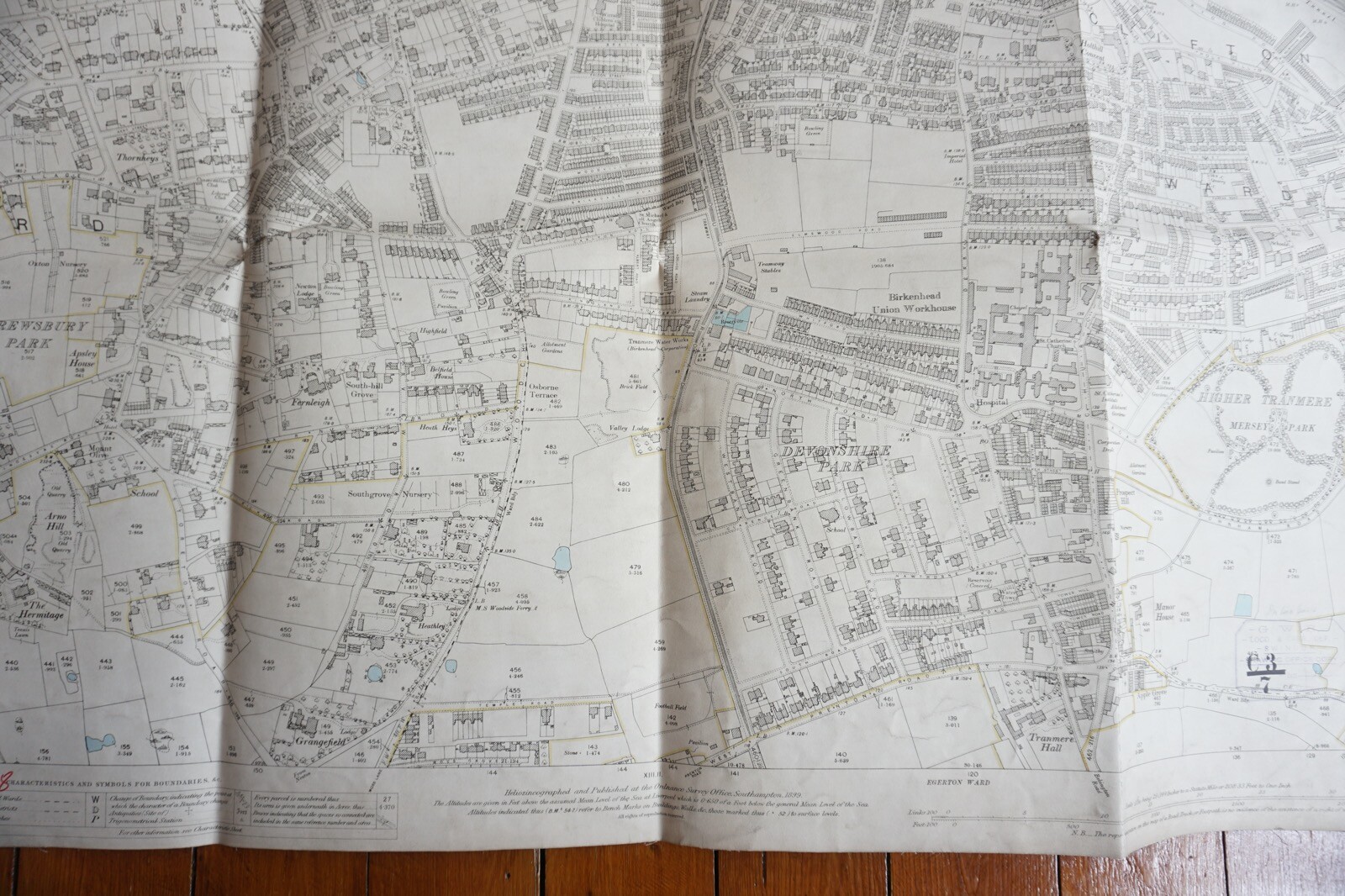 1898 Birkenhead GWR Linen OS Railway Map