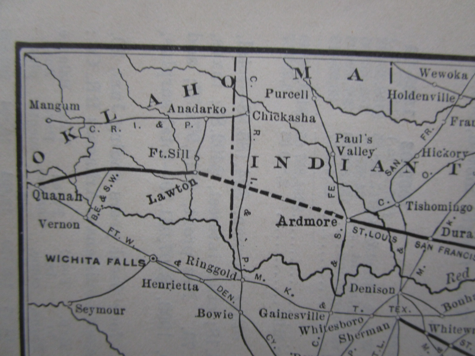 Antique 1904 LOUISIANA & ARKANSAS Railway System Map from 19O4 Poor’s INDIAN TER