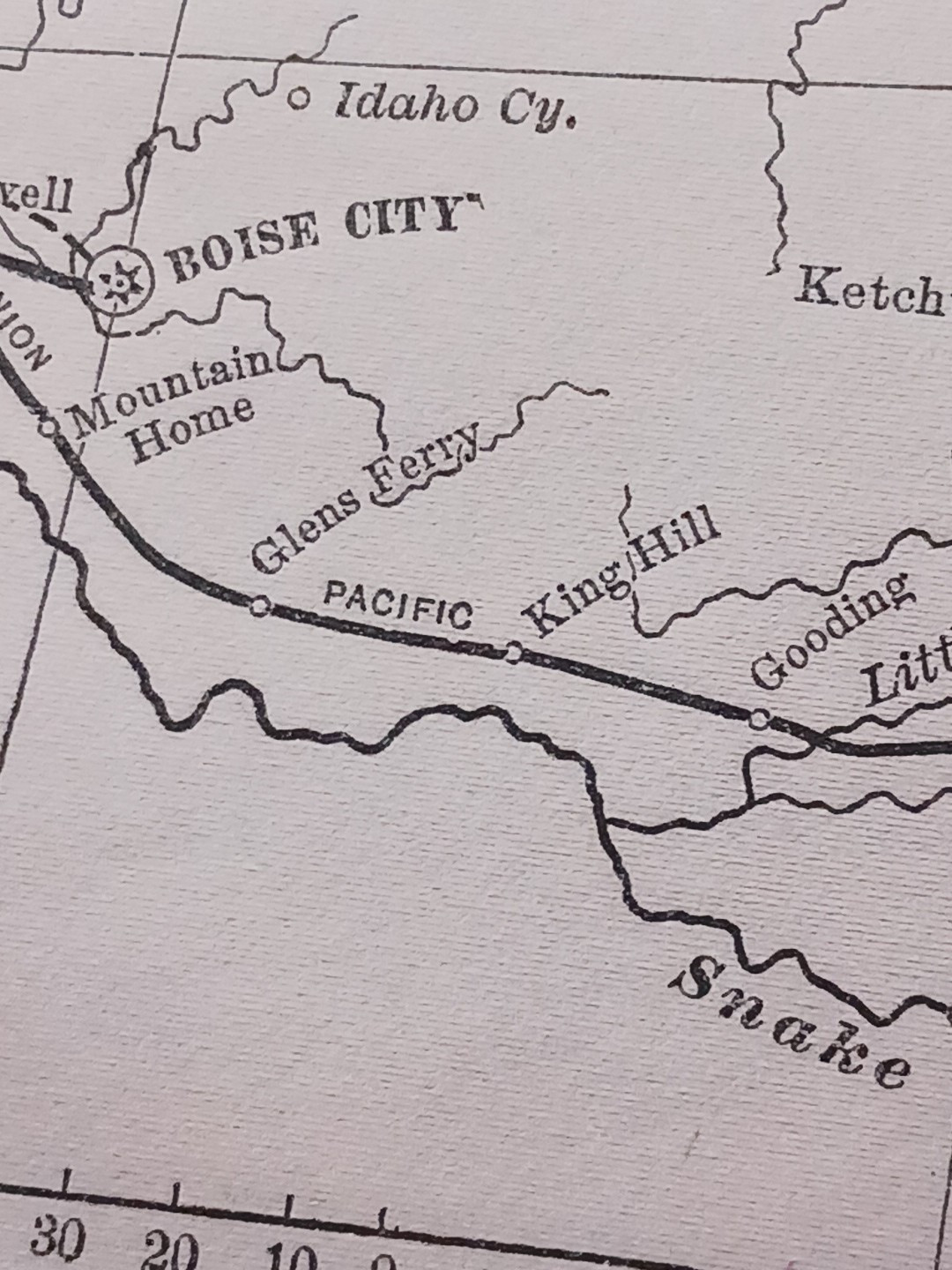 ~ 1897 Train Route Map IDAHO Washington OREGON all Railroad Lines Stations 9×11″