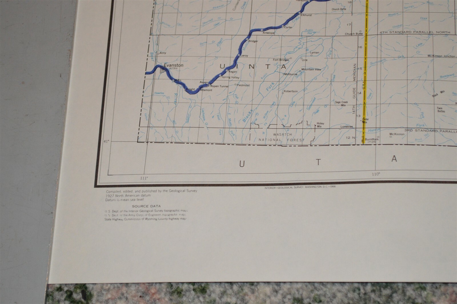 Large 1973 Burlington Northern Railroad Wyoming Map Poster NO FOLDS