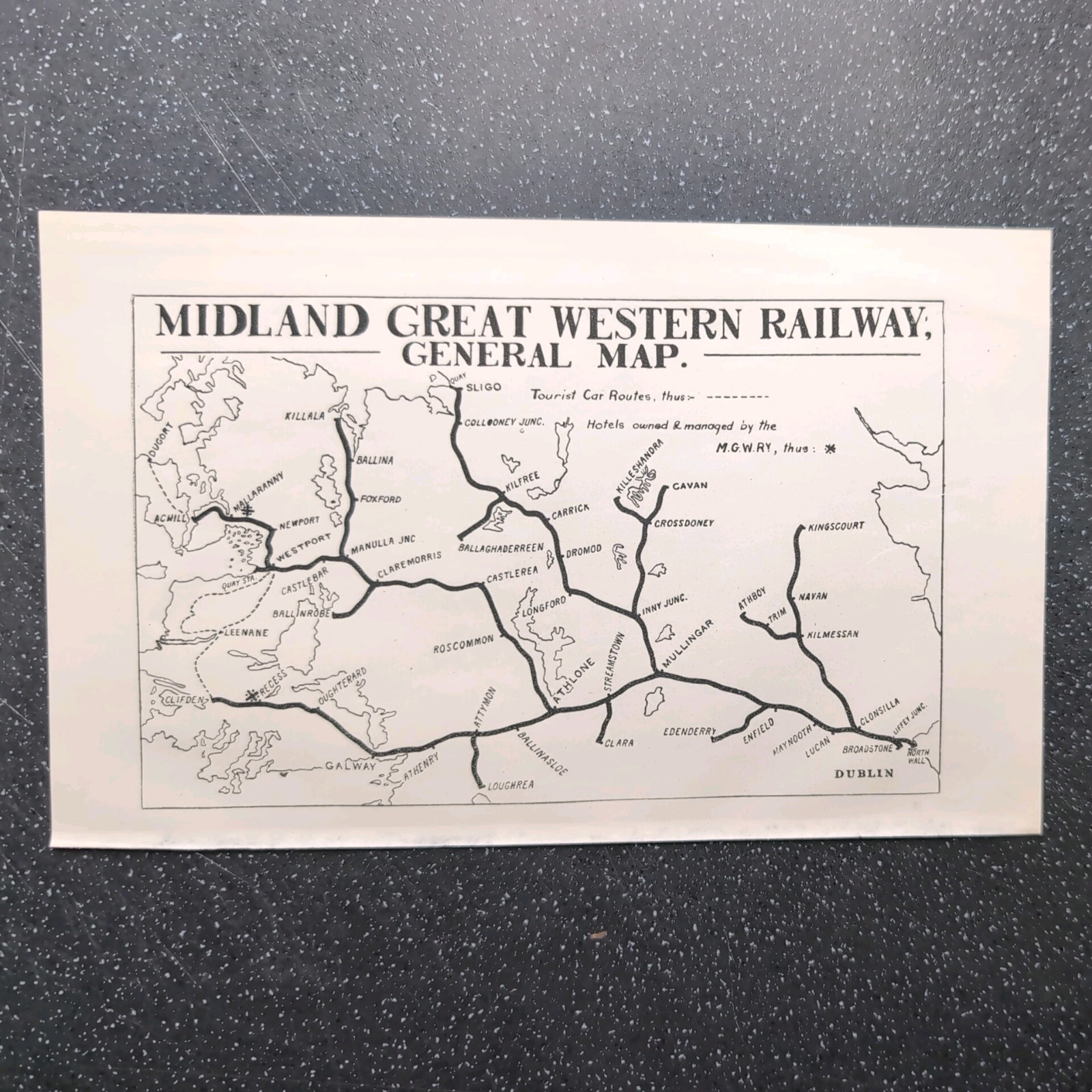 Original 1916 Map Of Midland Great Western Railway General Map