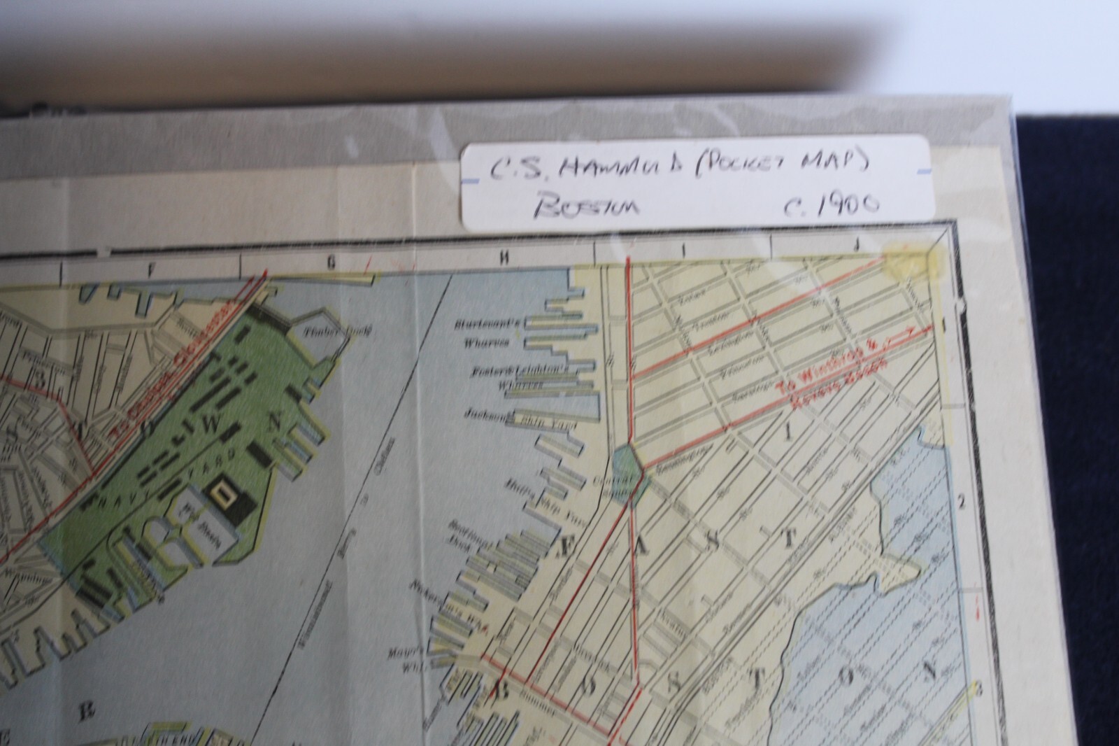 Antique Original Boston Pocket Folding Map Circa 1900