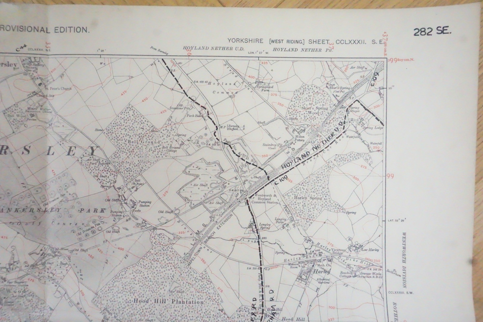 1938 Tankersley Chappletown Yorkshire LMS Railway OS Linen Map Ref 59 *