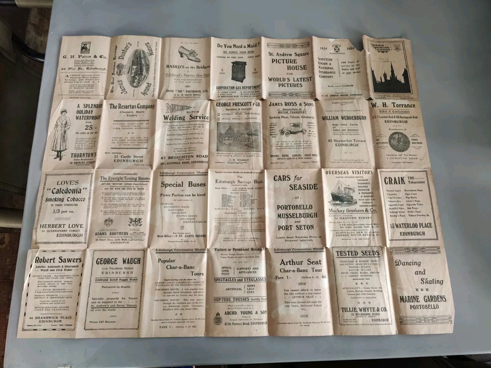 Original vintage 1924 Edinburgh Corporation Tramways Foldout Map