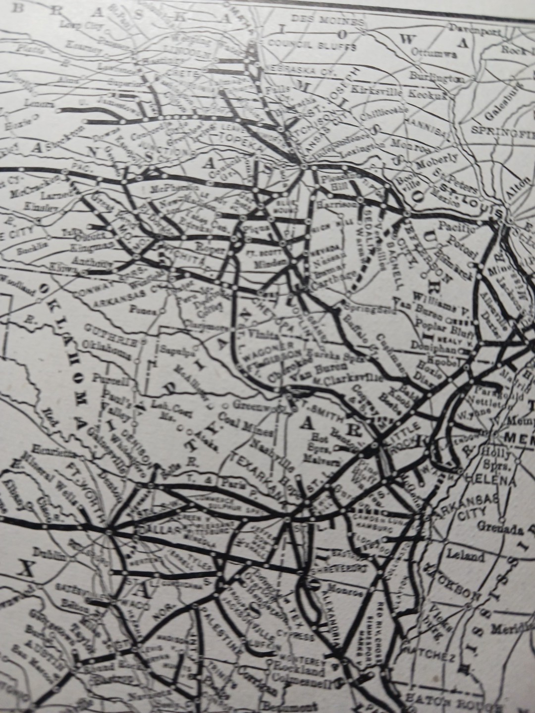 ~1904 Train Route Map MISSOURI PACIFIC RAILWAY Lines Great Northern Railroad