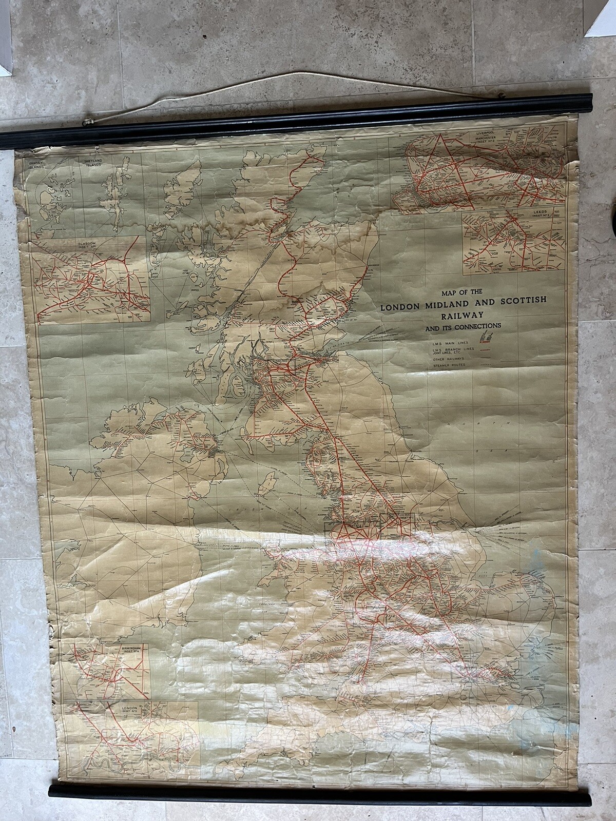 Vintage – London Midland and Scottish LMS Railway Map – circa 1930s