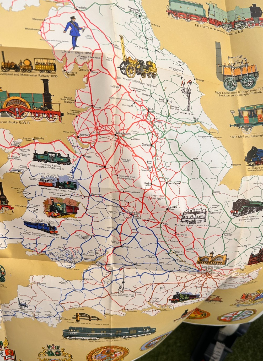 Railway History Map of Britain Bartholomew Osram GEC Promo Large fold out