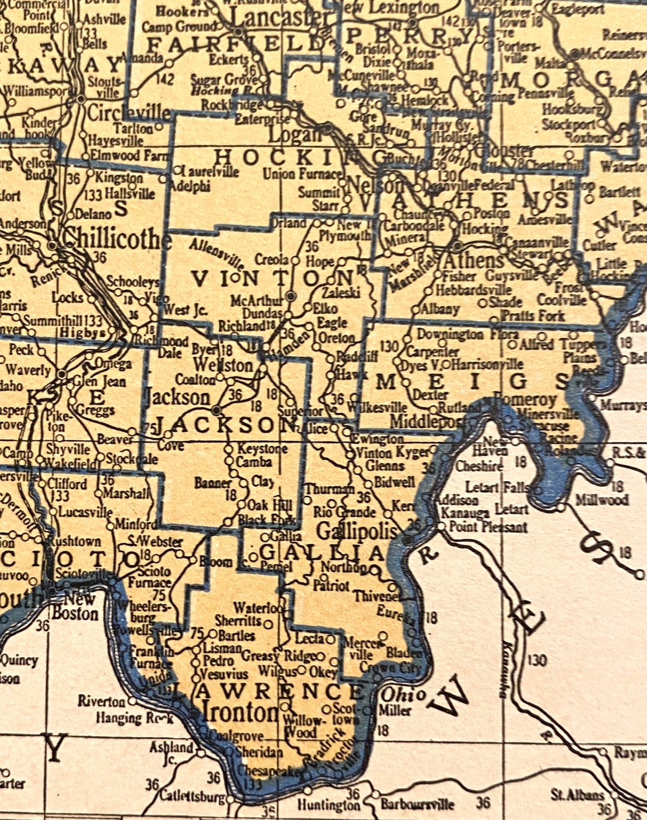 NORTH DAKOTA & OHIO c 1935 County & Railroad Maps. Hammond & Co. 9×12″ VG-F