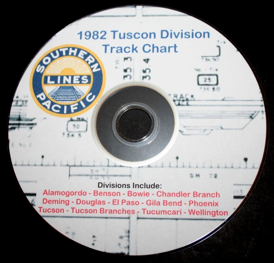 Southern Pacific RR 1982 Tuscon Division Track Chart PDF pages on DVD