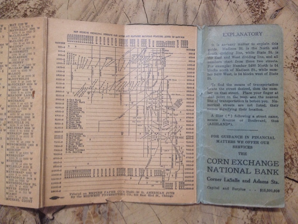Antique Lightning Street Guide CHICAGO Steam Electric RAILROAD TERMINALS MAP 23’