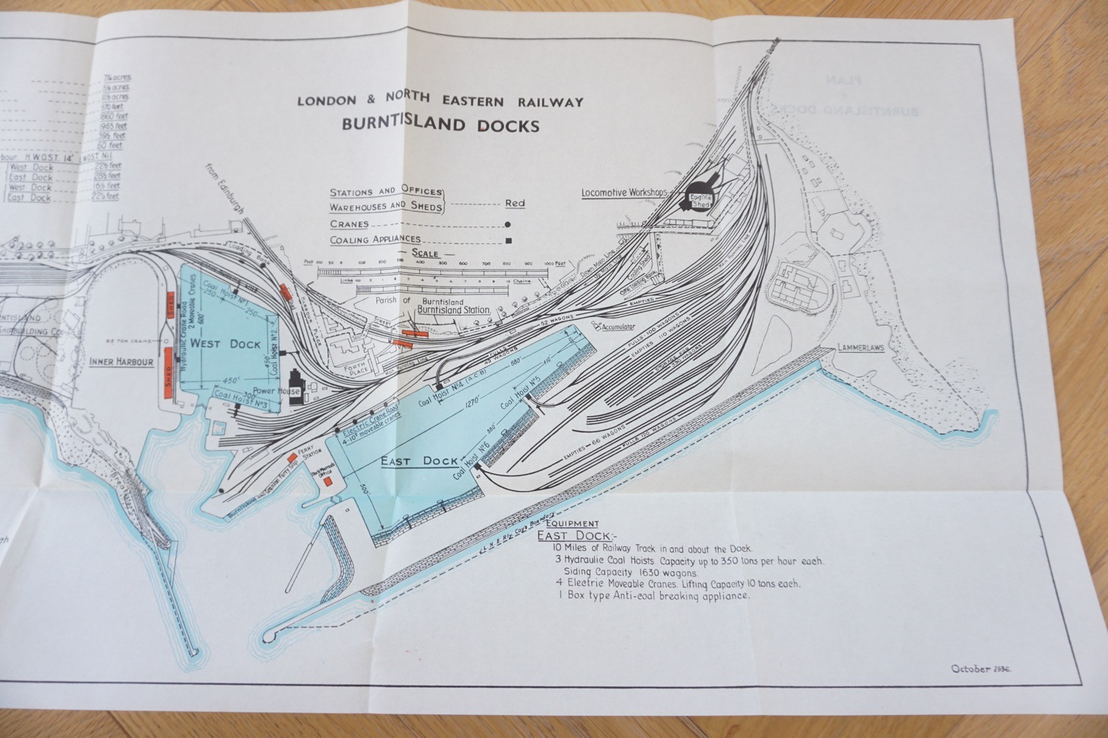 1936 LNER Burntisland Docks Railway Plan Map