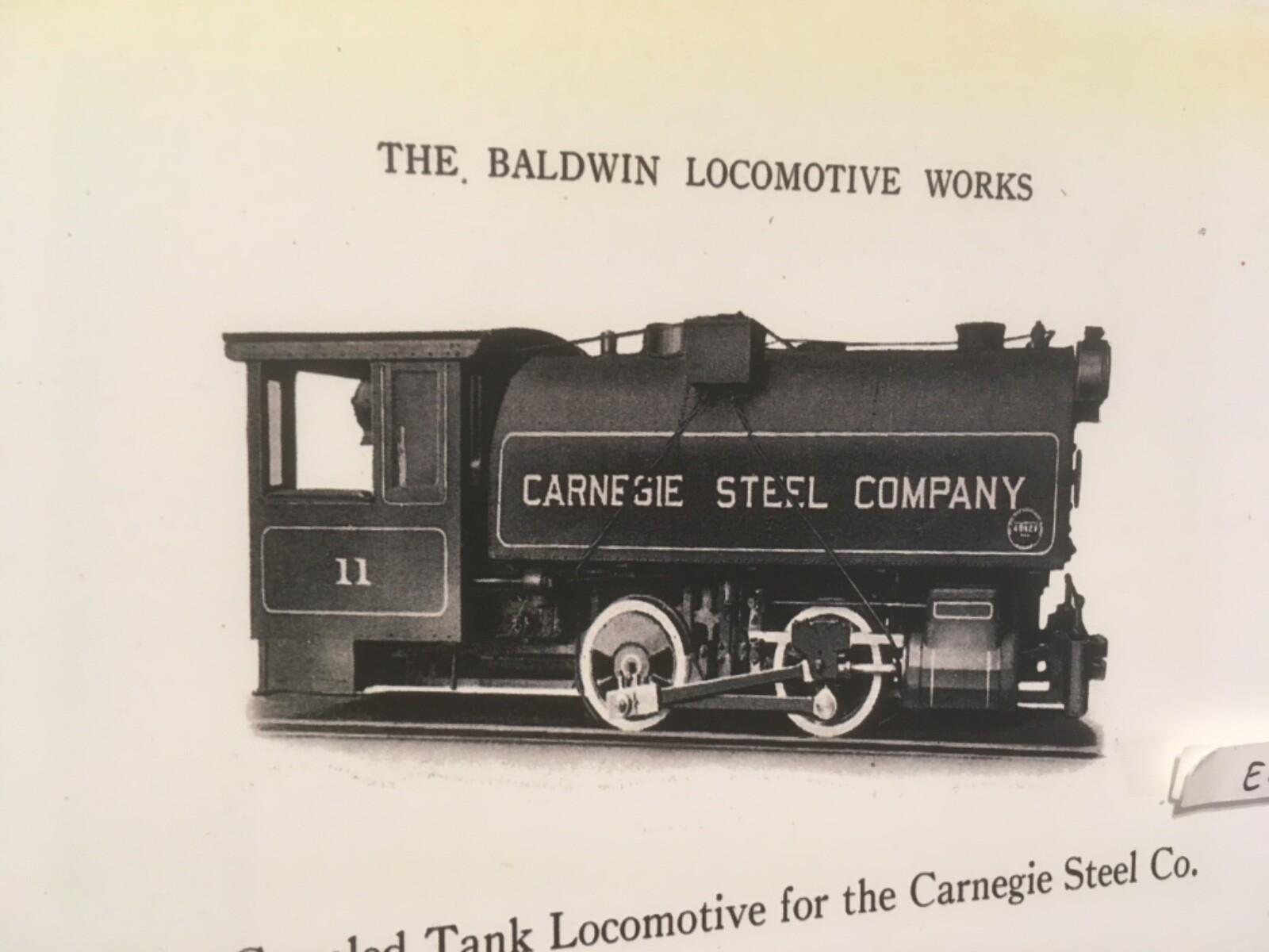 1920 Carnegie Steel Company Tank Locomotive 4-20-C Baldwin Works Catalogue Page