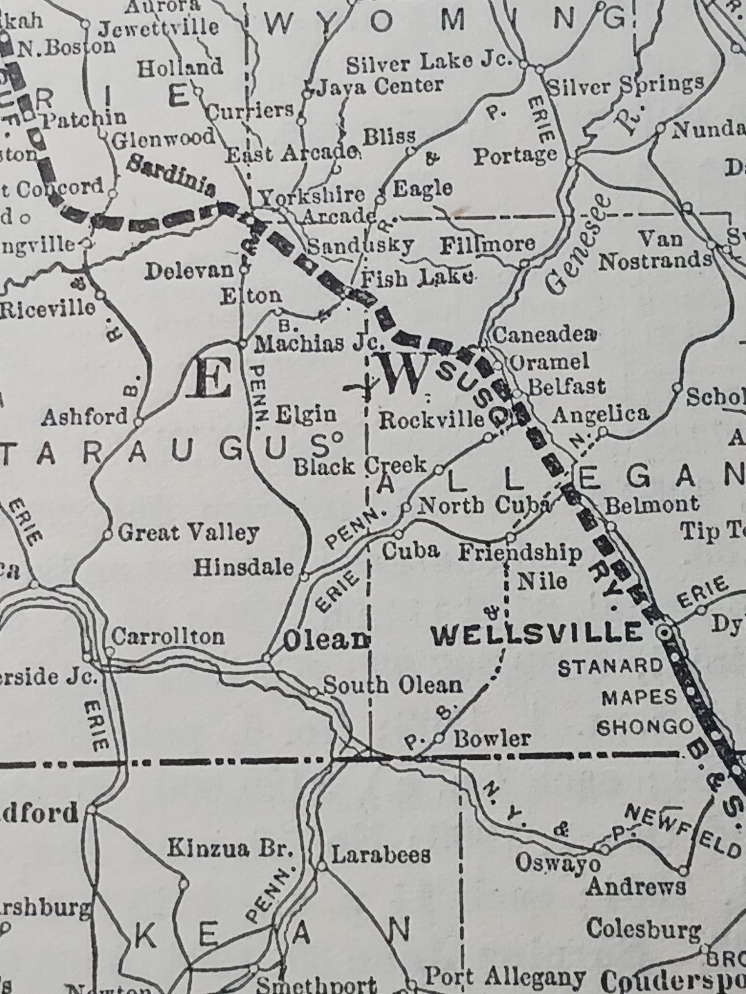 ~1904 BUFFALO & SUSQUEHANNA RAILROAD Vintage Detail Railway Map + Report Coal RR