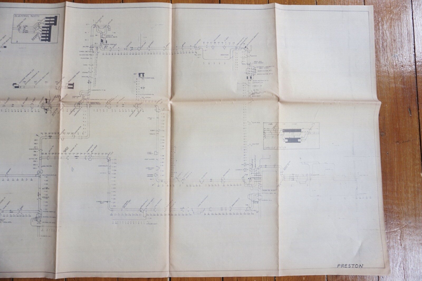 c1960s Preston Division Linen Track Route Plan Railway Map
