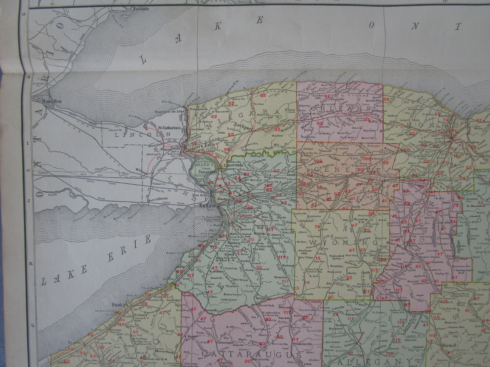 NY 1910 WESTERN NEW YORK RAILROAD Map KANONA & PRATTSBURG RR; NAPIERVILLE JCT RR
