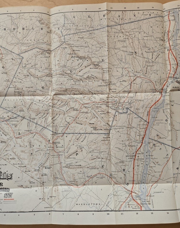 Very Nice 1887 West Shore Railroad RR Catskill Mountains Original Map Near Mint