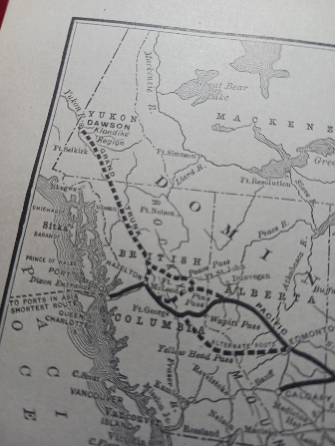 ~1906 Train Route Map GRAND TRUNK PACIFIC RAILWAY Canada Railroad & Connections