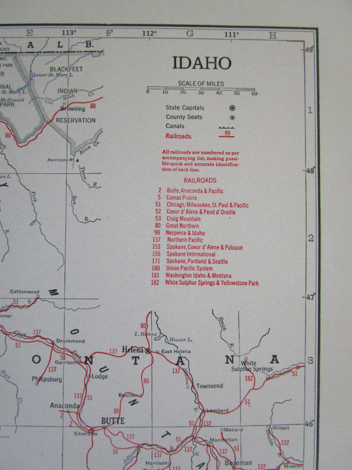 1942 ID RAILROAD Map NEZ PERCE & IDAHO RR ~or~ IL Map PADUCAH & ILLINOIS RR