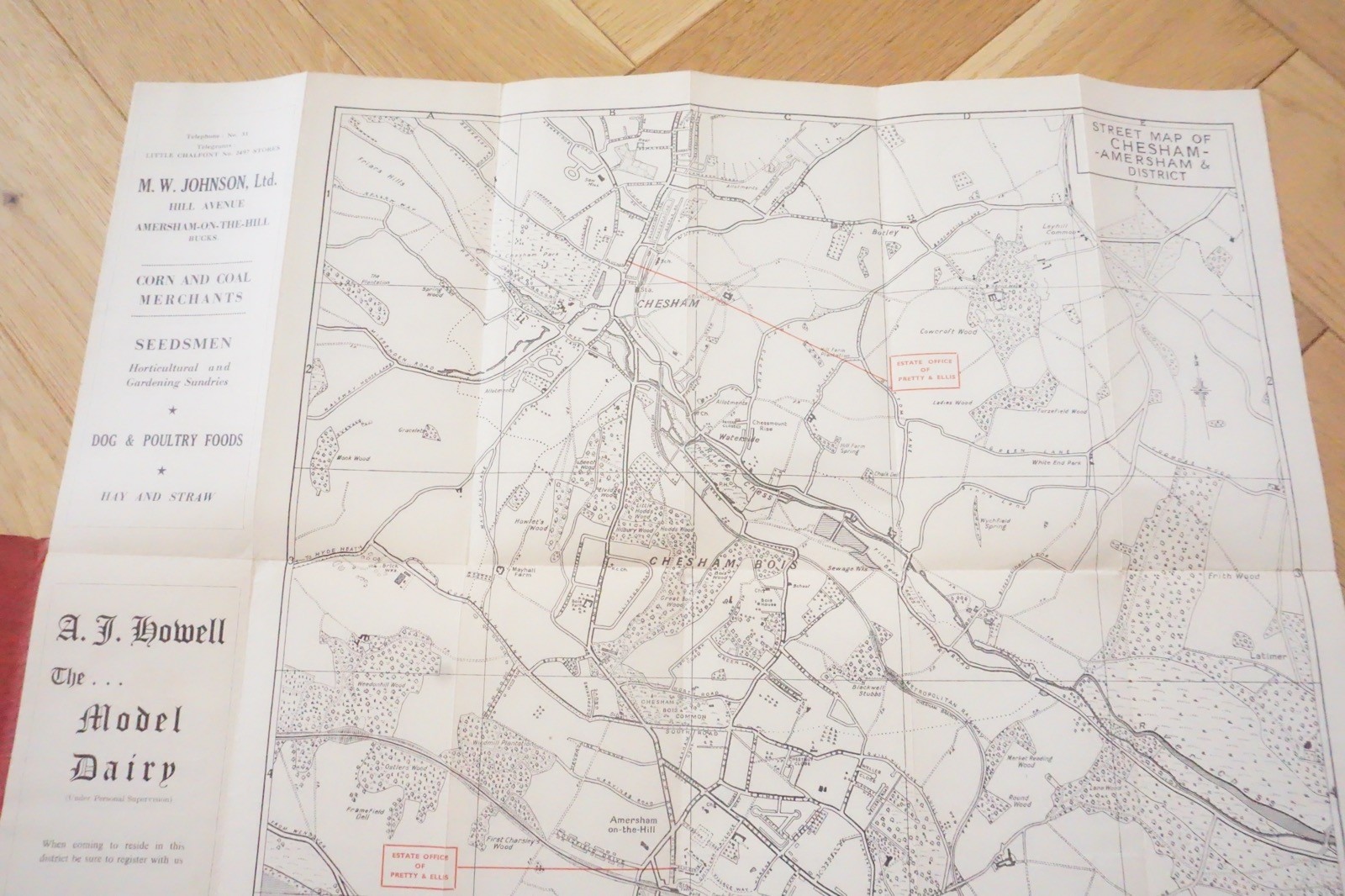 c1930s Chesham Amersham & District Railway Map
