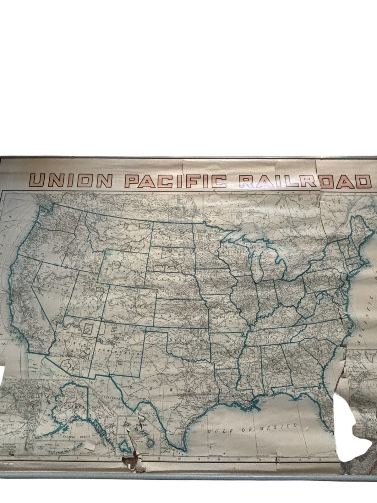 Vintage Map of Union Pacific Railroad United States
