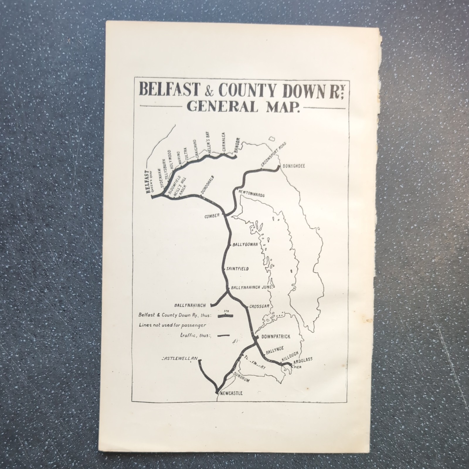 Original 1913 Of Belfast and County Down Railway General Map