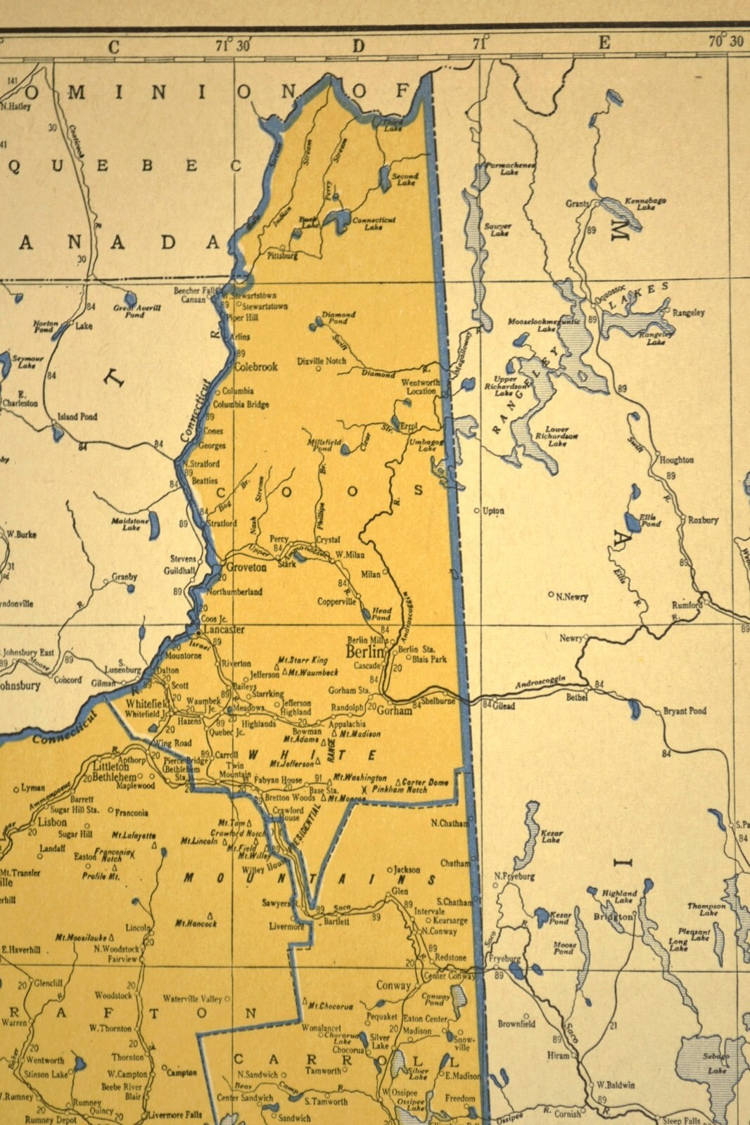ca1939 NEW HAMPSHIRE Railroad Map Original Atlas Map Depot Towns BM RR Historic