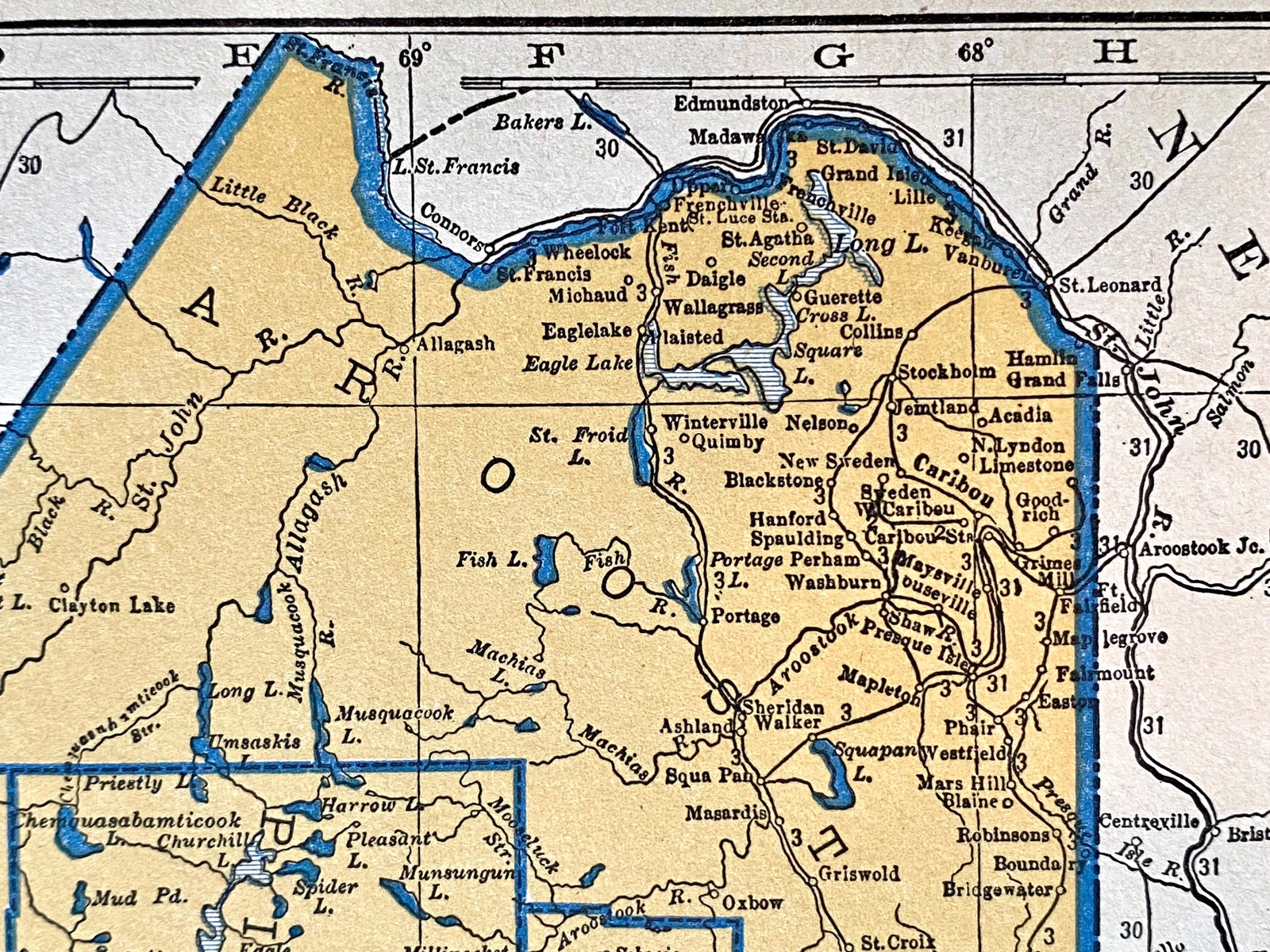 MAINE & LOUISIANA Original c 1935 County & Railroad Maps. Hammond & Co. 9×12″