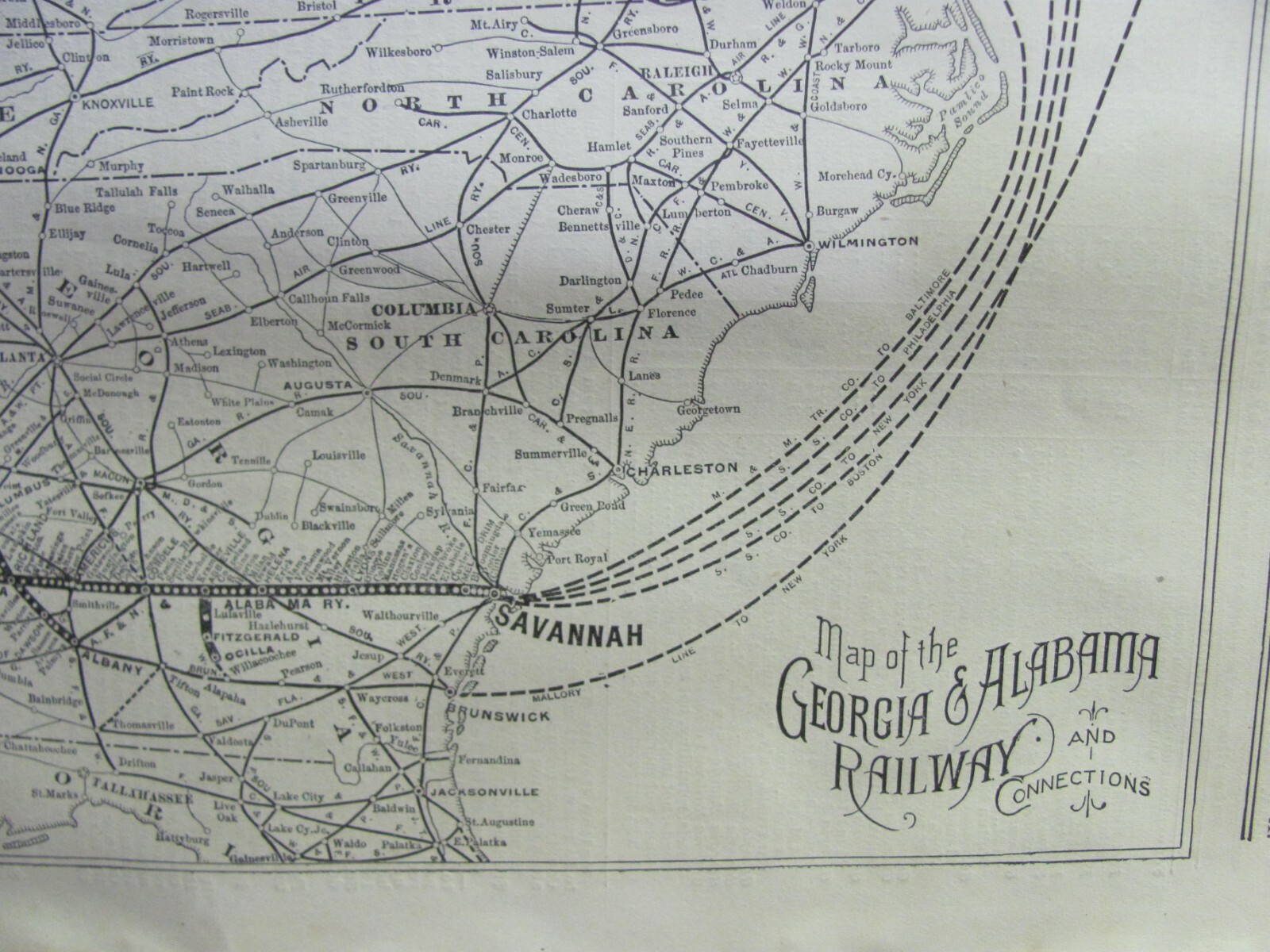 ORIGINAL 1898 GEORGIA & ALABAMA RAILROAD SYSTEM MAP w/ DEPOTS G&A RR HISTORY