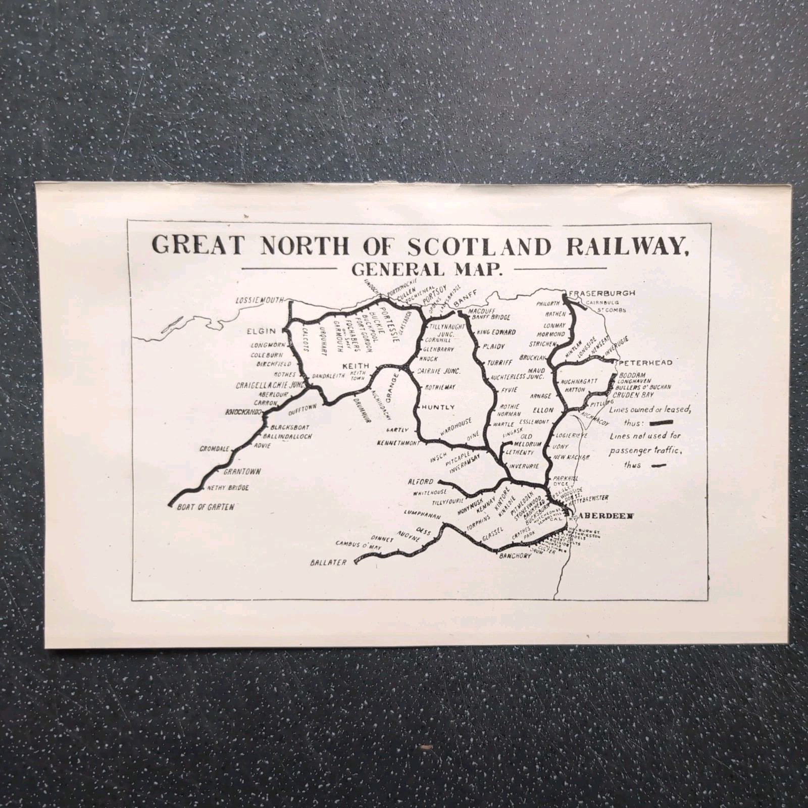 Original 1920 Map Of Great North of Scotland Railway General Map