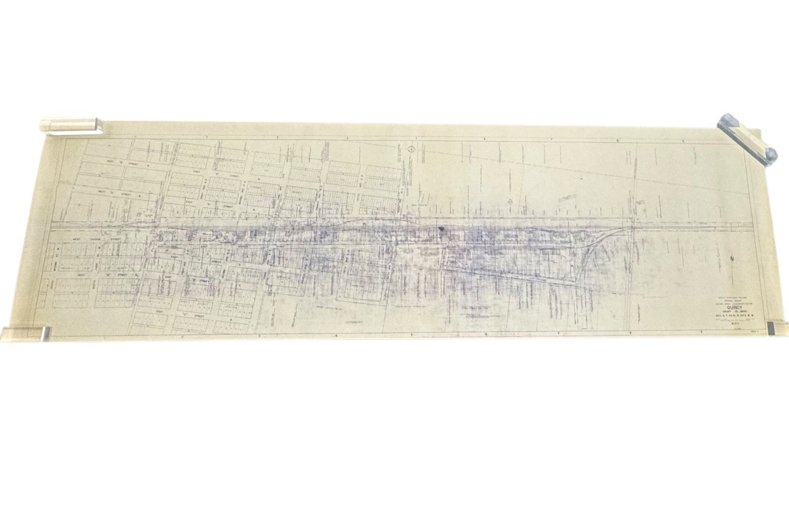 1954 Great Northern Railway Map Quincy Washington WA Blueprint Copy 84” x 24”