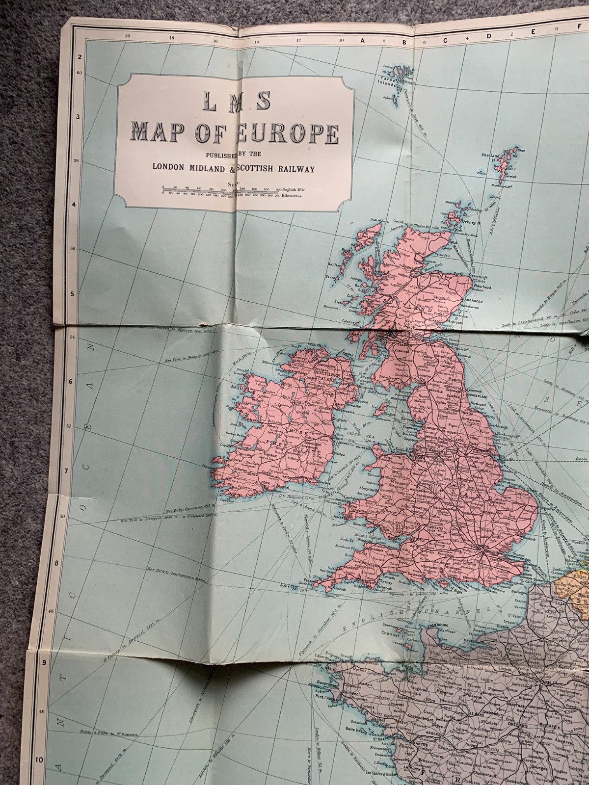 LMS Map Of Europe showing LMS routes to the continent