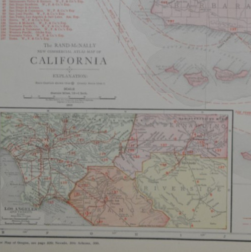 CALIFORNIA – SOUTH – 1912 – RAND-McNALLY NEW COMMERCIAL ATLAS – SHOWS RAILROADS